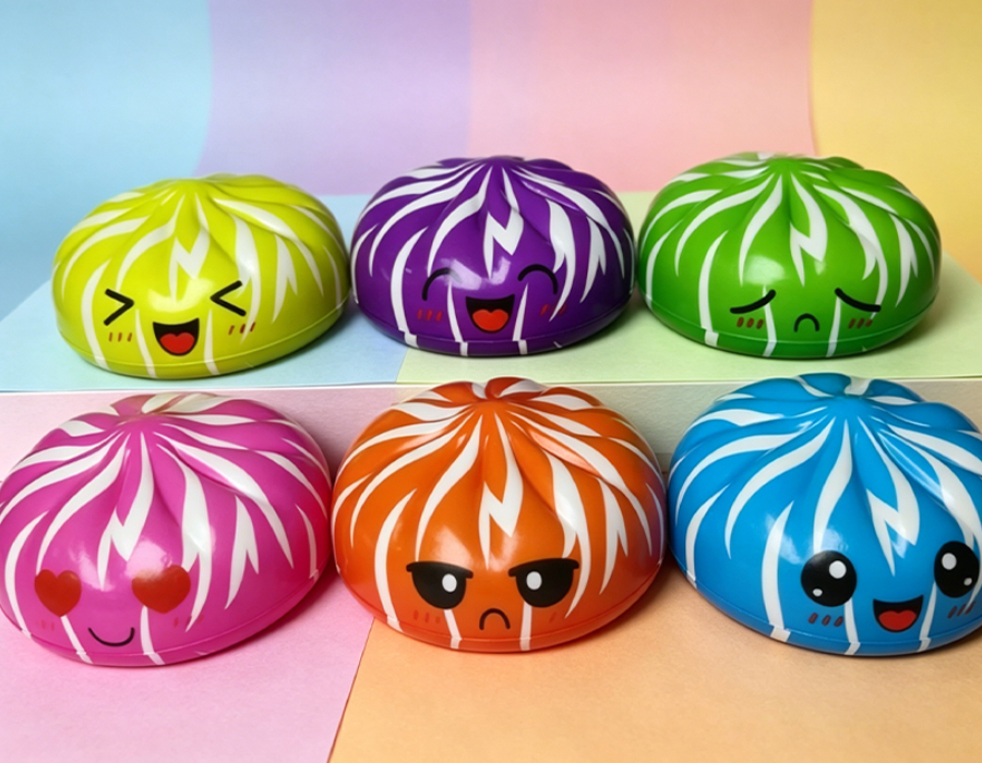 Juguete antiestrés con forma de bollo al vapor a rayas