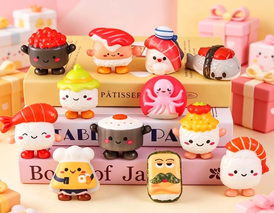 12 estilos de mini juguetes de sushi de elevación lenta